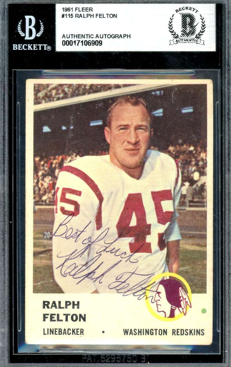 Ralph Felton Beckett BAS Signed 1961 Fleer Autograph