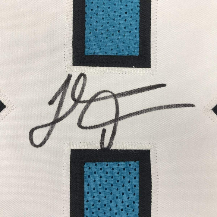 Framed Signed Thomas Davis Sr. 35x39 Carolina Blue Jersey JSA COA