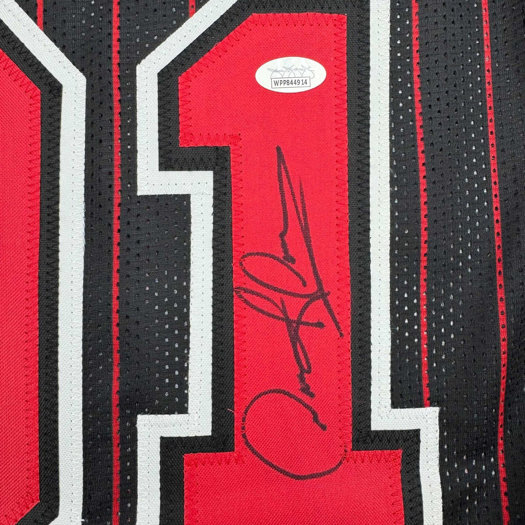 Autographed/Signed DENNIS RODMAN Chicago Pinstripe Jersey PSA/DNA COA