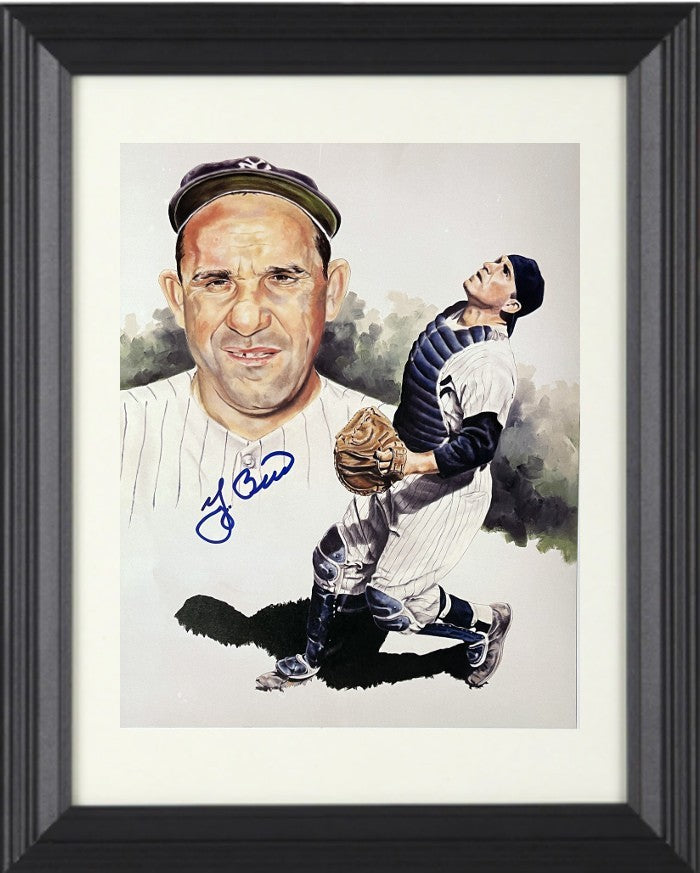 Yogi Berra signed New York Yankees 8x10 Photo Framed- COA/Show Ticket (HOF)
