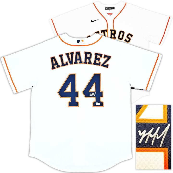 Houston Astros Yordan Alvarez Auto Signed White Nike Jersey Size L Beckett Wit