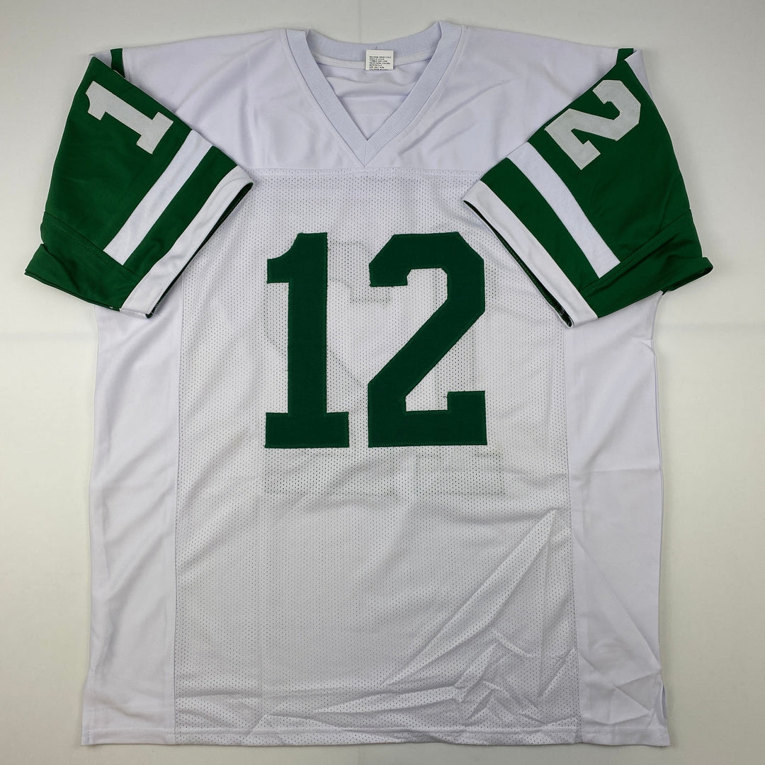 Facsimile Autographed Joe Namath New York White Laser Jersey Size Men's XL