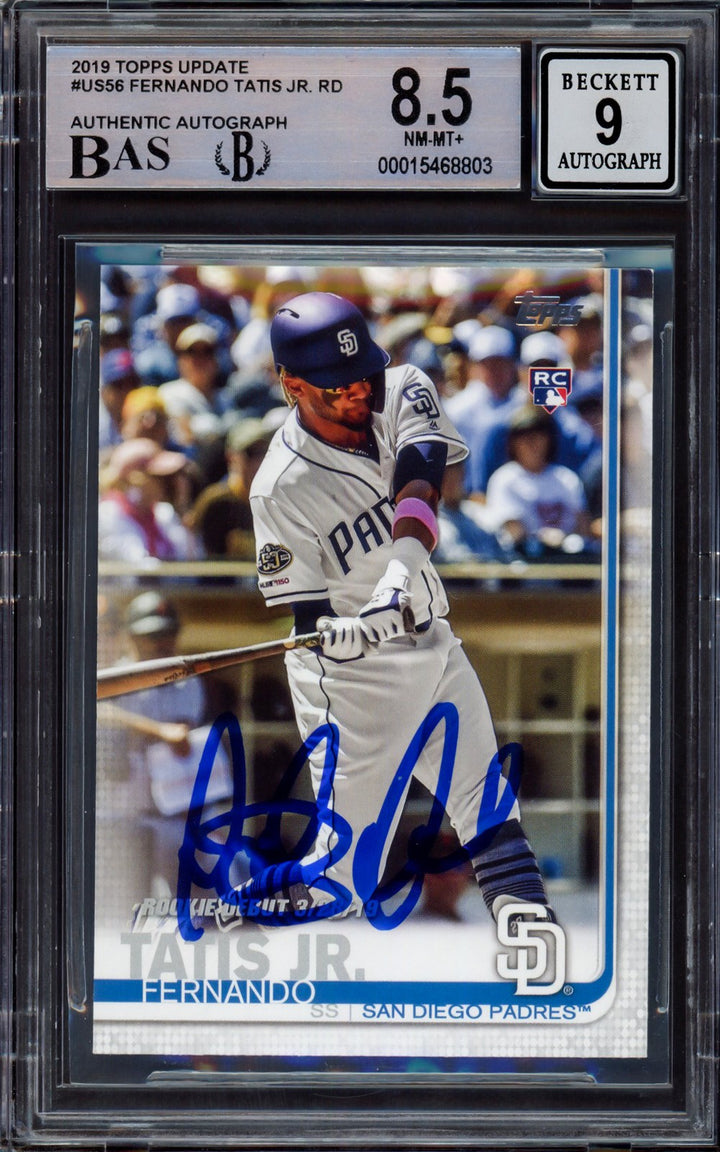 Fernando Tatis Jr. Signed 2019 Topps Update RC US56 Padres BGS 8.5 Sig 9 Beckett