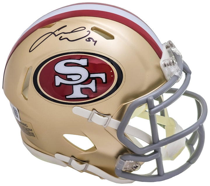 Fred Warner Auto Signed San Francisco 49ers Gold Speed Mini Helmet Beckett Wit