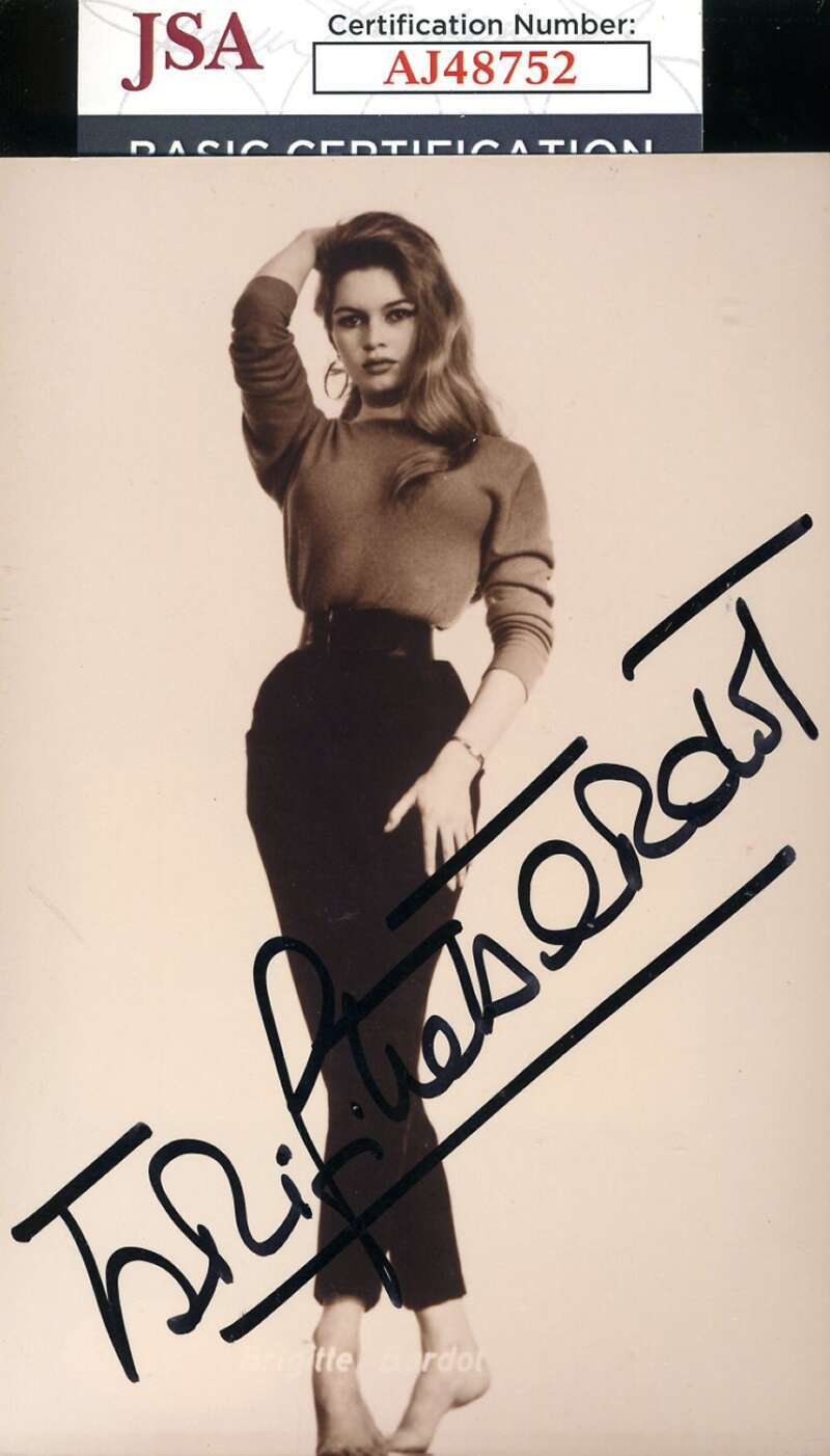 Brigitte Bardot JSA Coa Signed Postcard Photo Autograph