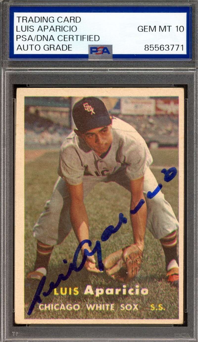 Luis Aparicio Gem Mint 10 PSA DNA Signed 1957 Topps Autograph