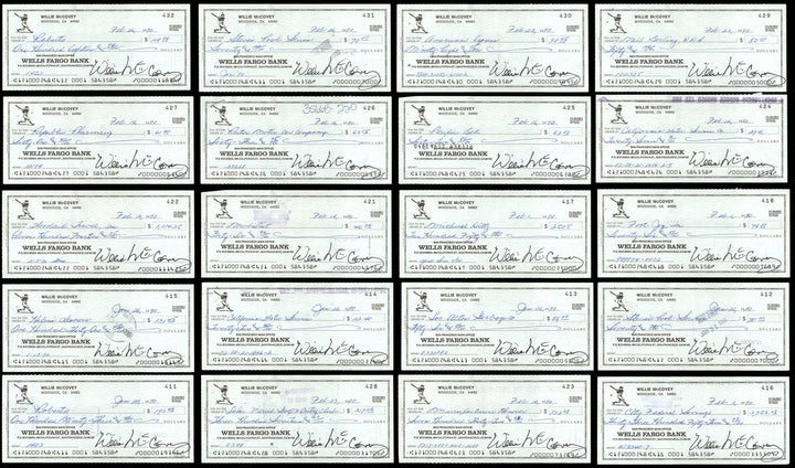 Lot of 50 Willie McCovey 3x6 Checks San Francisco Giants SKU #219430