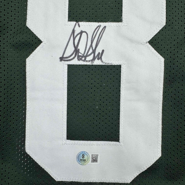 Autographed/Signed Sterling Sharpe Green Bay Green Football Jersey Beckett COA