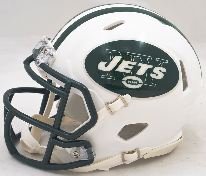 Wayne Chrebet Signed Jets White 98-18 Throwback Speed Mini Helmet Beckett Wit