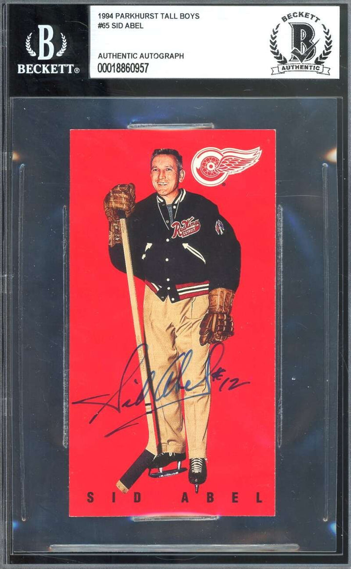 Sid Abel Beckett BAS Coa Signed 1994 Parkhurst Tall Boys Autographed
