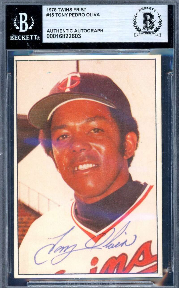 Tony Oliva Beckett BAS Signed 1978 Frisz Twins Autograph
