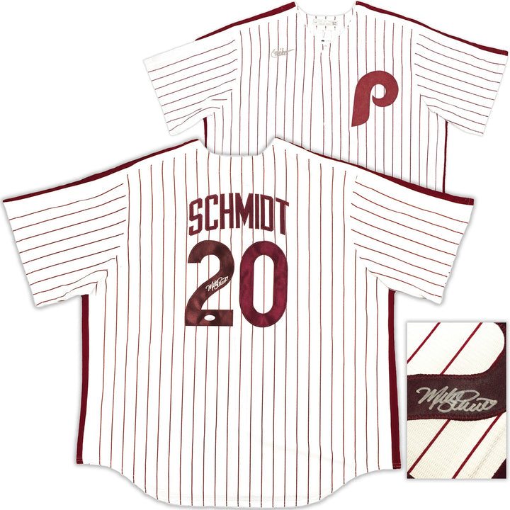 Phillies Mike Schmidt Auto White Nike Cooperstown Collection Jersey 2XL JSA