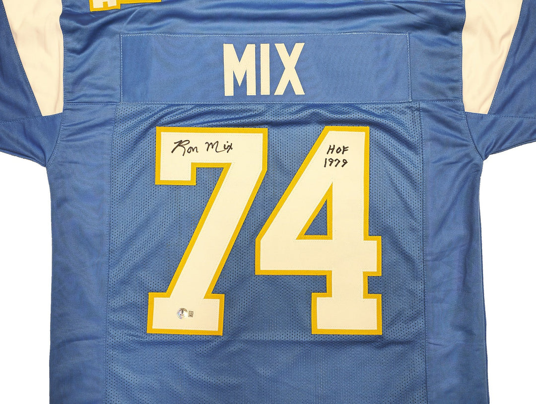 San Diego Chargers Ron Mix Autographed Signed Blue Jersey "HOF 1979" Beckett Wit