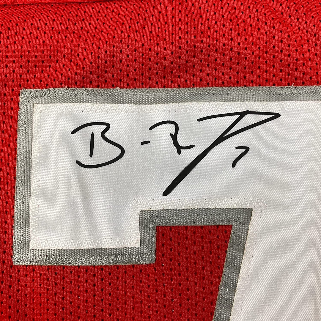 Framed Facsimile Autographed Ben Roethlisberger 33x42 Miami Red Reprint Jersey