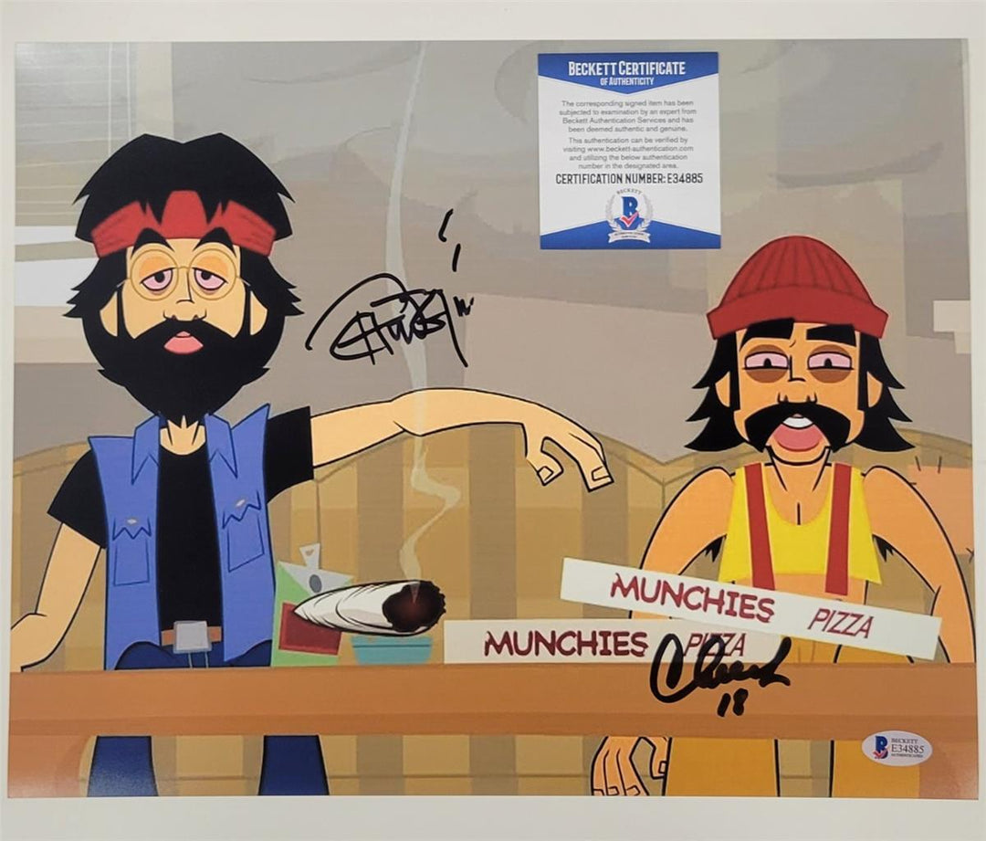 Cheech Marin and Tommy Chong signed Animated Movie 11x14 photo auto Beckett BAS