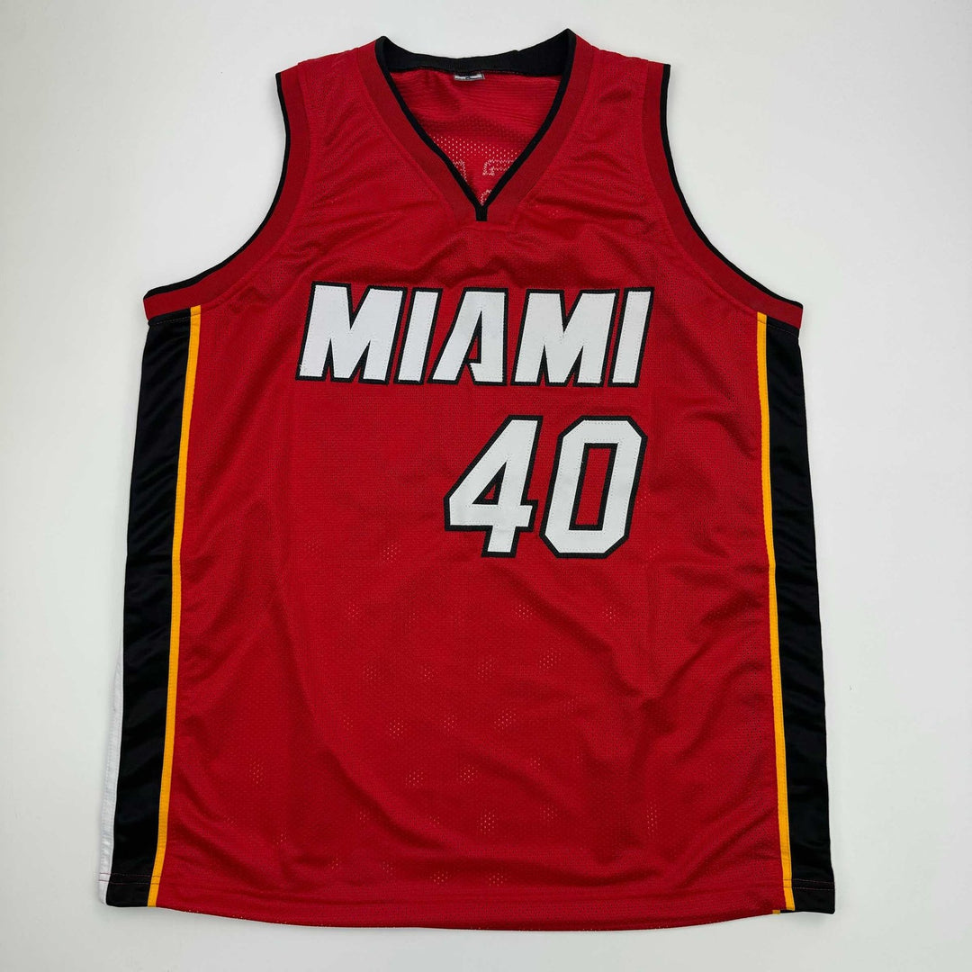Autographed/Signed Udonis Haslem Miami Red Jersey Beckett BAS COA
