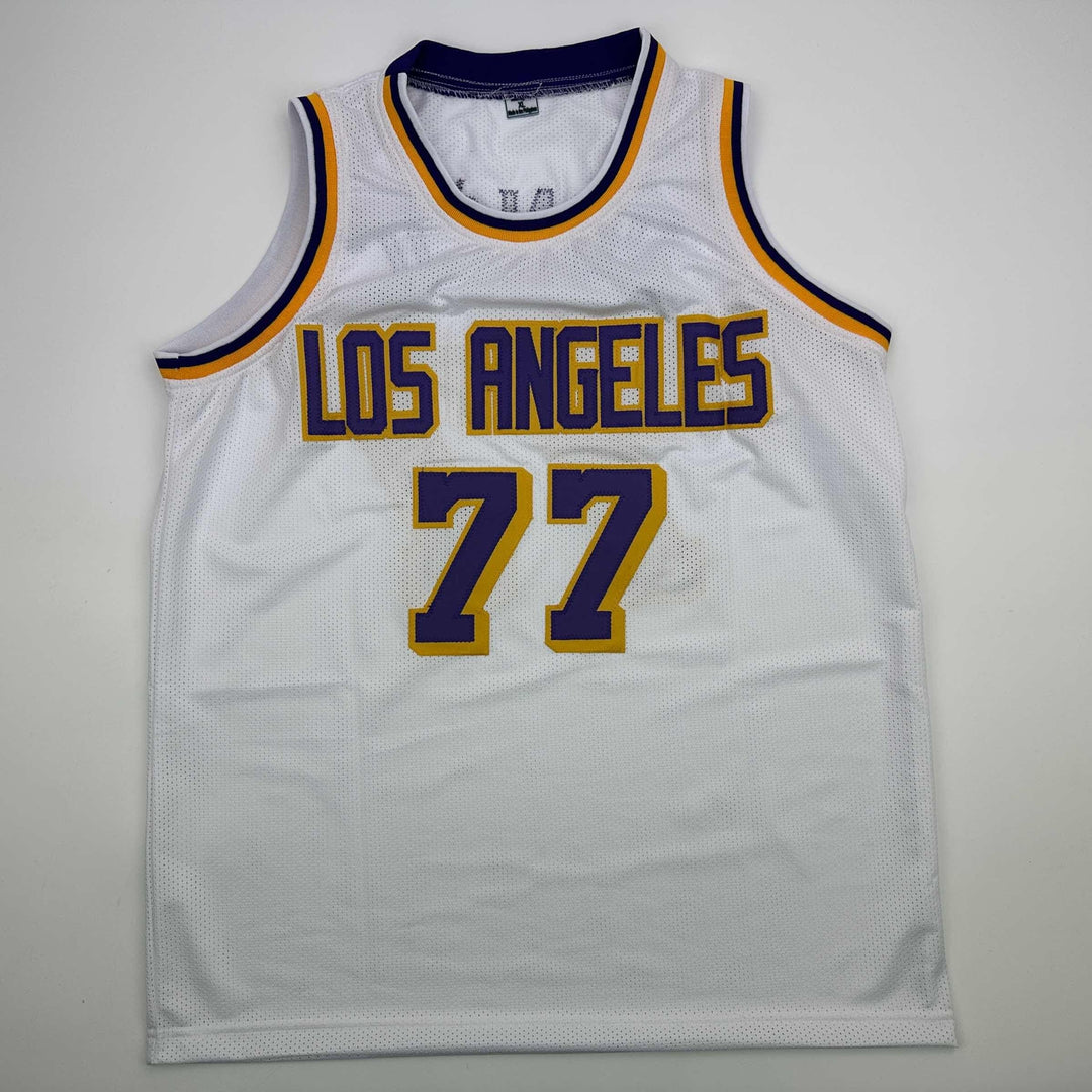 Facsimile Autographed Luka Doncic Los Angeles White Reprint Jersey Size Men's XL