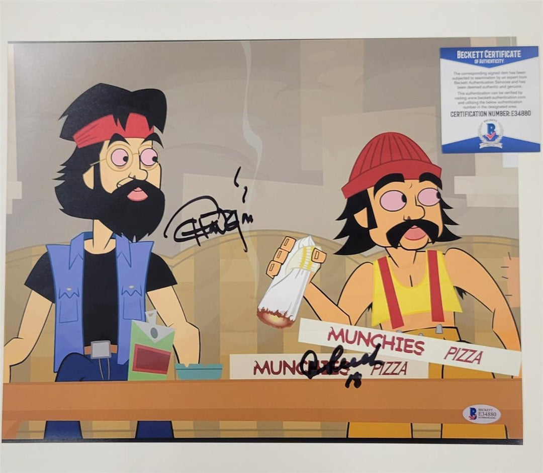 Cheech Marin and Tommy Chong signed Animated Movie 11x14 photo auto Beckett BAS