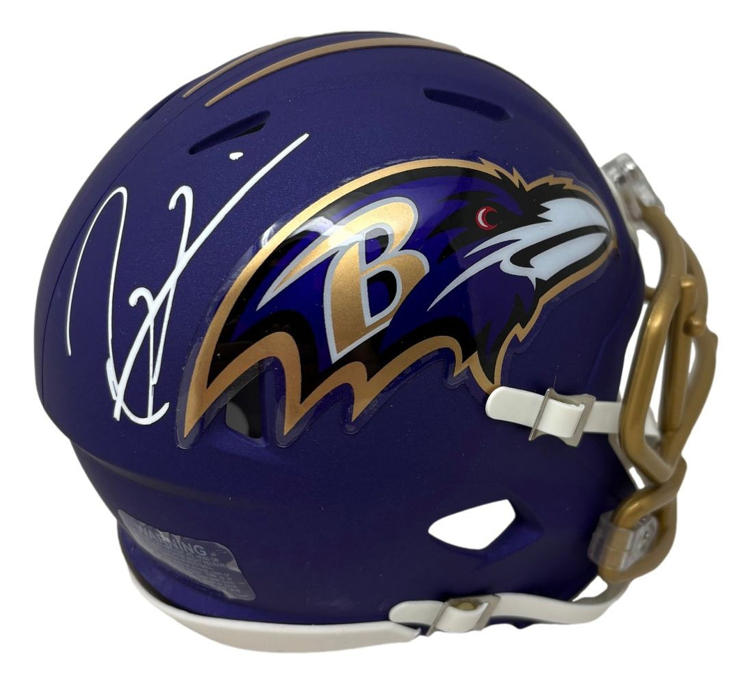 Ray Lewis Signed Baltimore Ravens Alternate Purple Mini Speed Helmet BAS