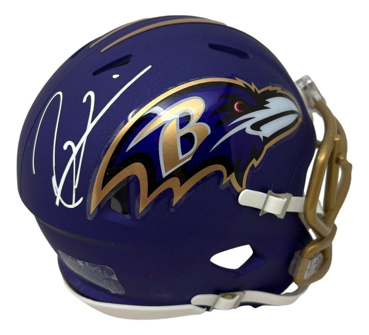 Ray Lewis Signed Baltimore Ravens Alternate Purple Mini Speed Helmet BAS
