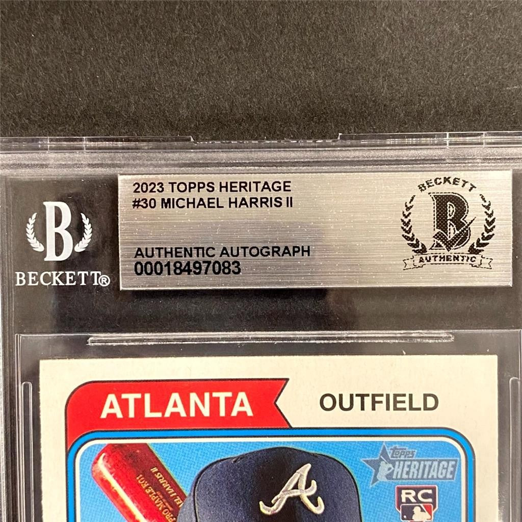 Michael Harris II signed 2023 Topps Heritage #30 RC Card auto Braves Beckett BAS