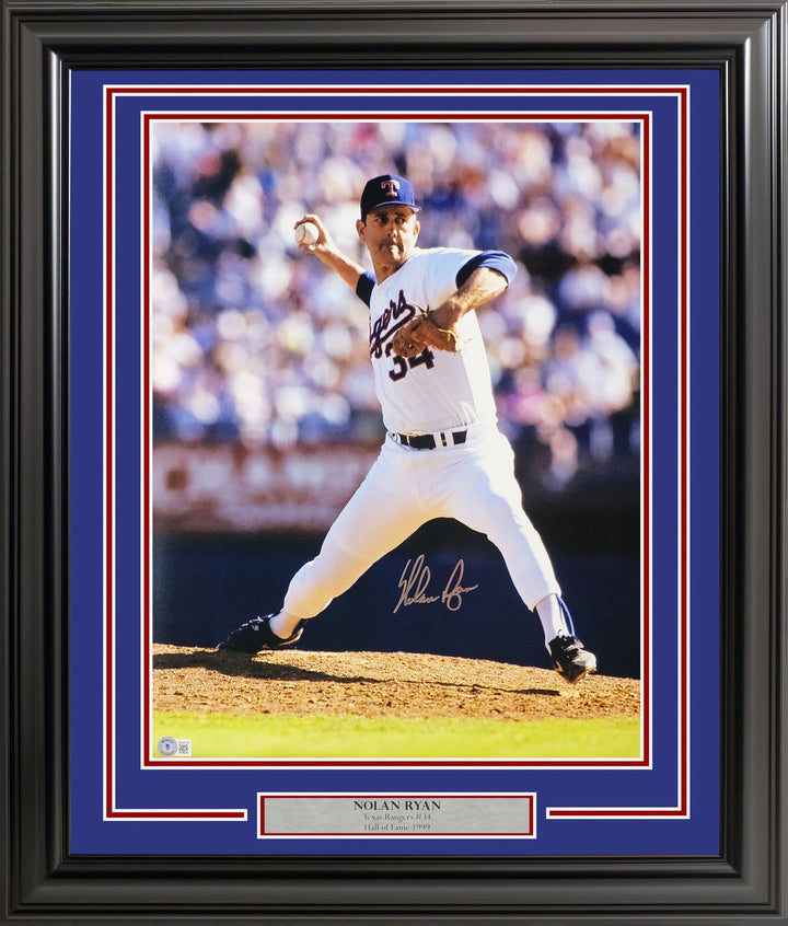 Nolan Ryan Signed Framed 16x20 Photo Texas Rangers PSA/DNA ITP