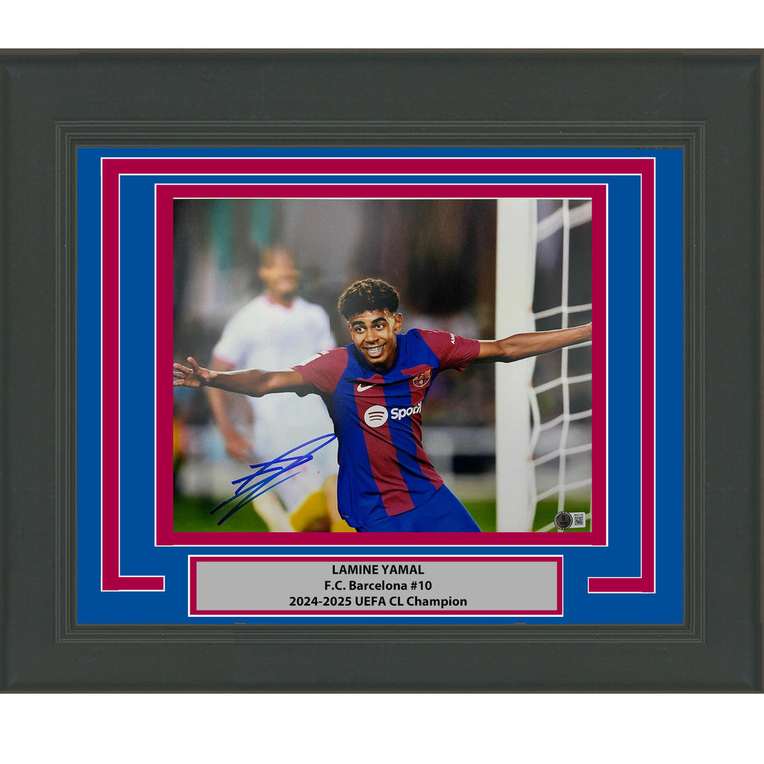 Framed Autographed/Signed Lamine Yamal FC Barcelona 11x14 Photo Beckett BAS COA