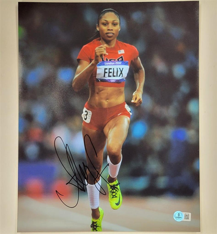 Allyson Felix signed 11x14 Photo USA Olympics Track autograph ~ Beckett BAS