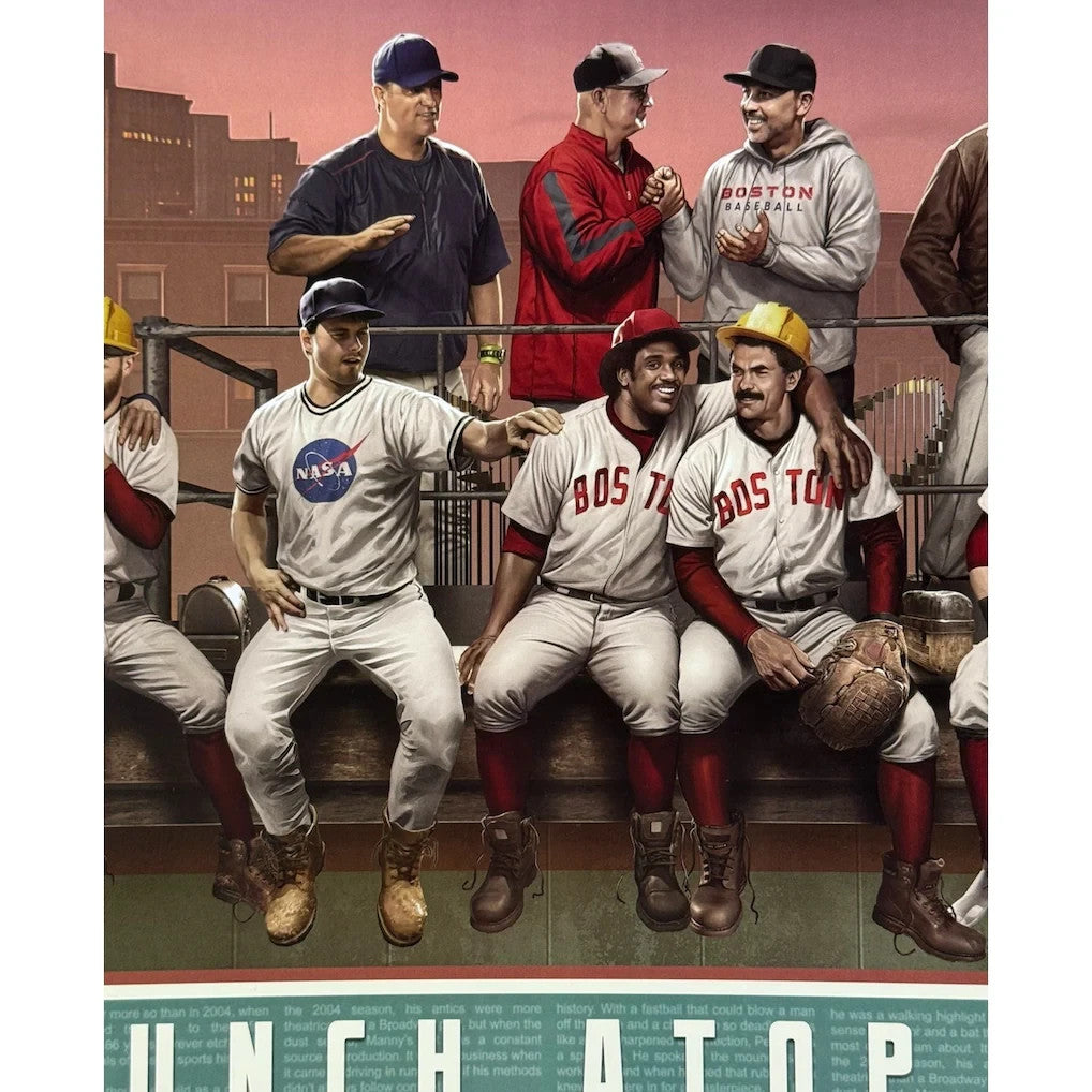 Boston Red Sox Framed Lunch Atop A Monstah 12x36 Lithograph Photo Ortiz Yaz Fisk