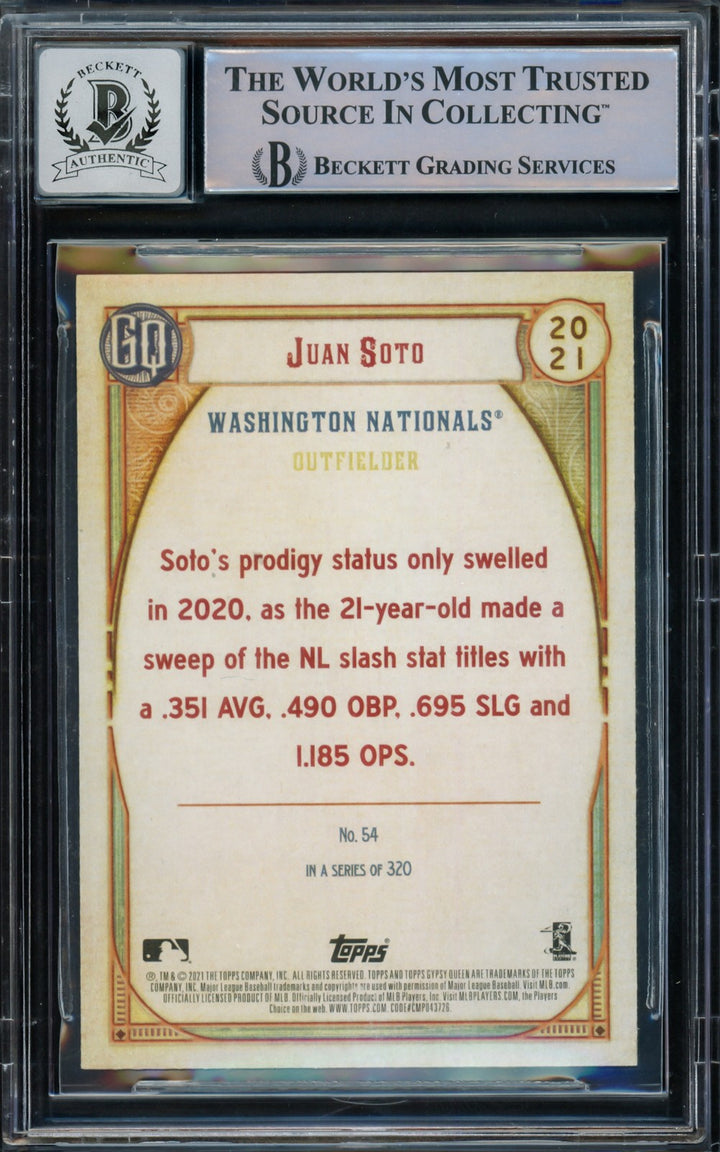 Juan Soto Auto 2021 Topps Gypsy Queen Card 54 Mets Auto GM 10 Beckett #15774073