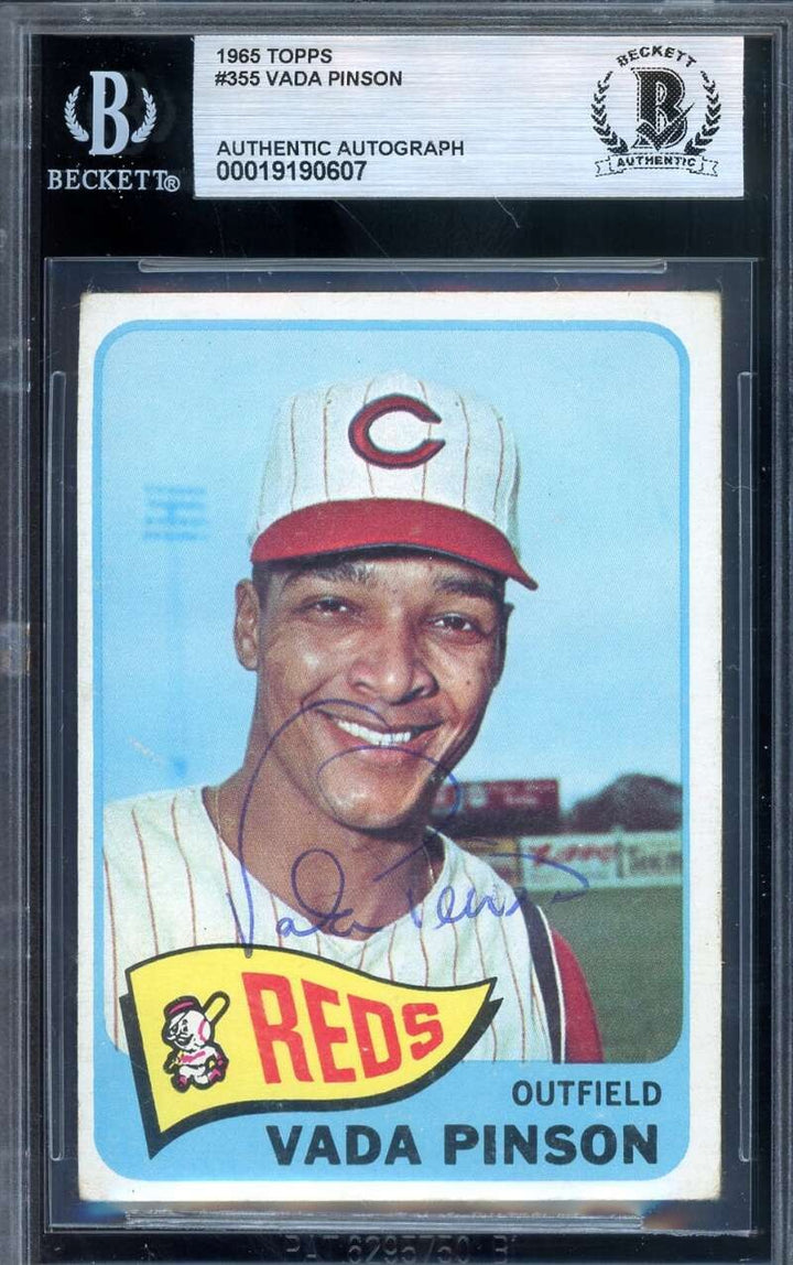 Vada Pinson Beckett BAS Signed 1965 Topps Autograph Reds