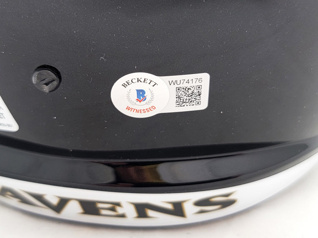David Ojabo Signed Baltimore Ravens Black Full Size Replica Speed Helmet Beckett