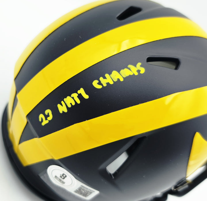 Mike Sainristil Auto Michigan Wolverines Blue Speed Mini Helmet 23 Natl Champs