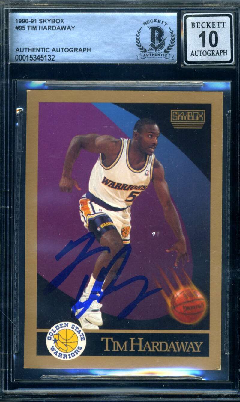 Tim Hardaway Gem Mint 10 Beckett BAS Signed 1990-91 Skybox Rookie Autograph