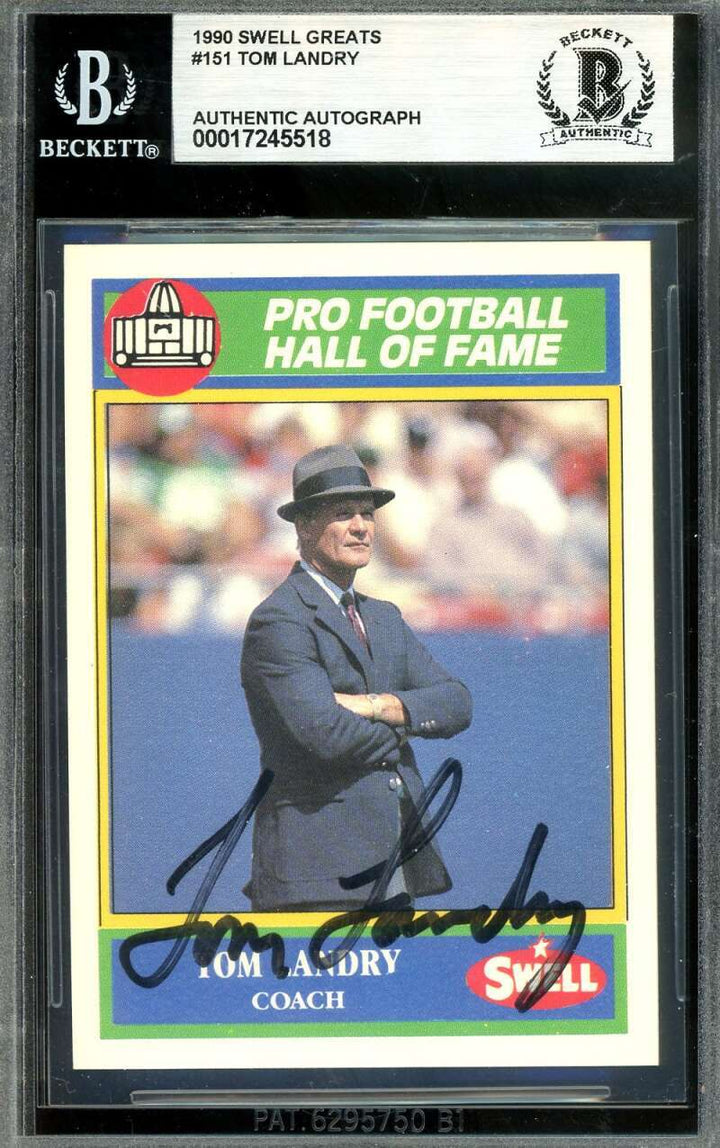Tom Landry Beckett BAS Signed 1990 Swell Greats Autograph