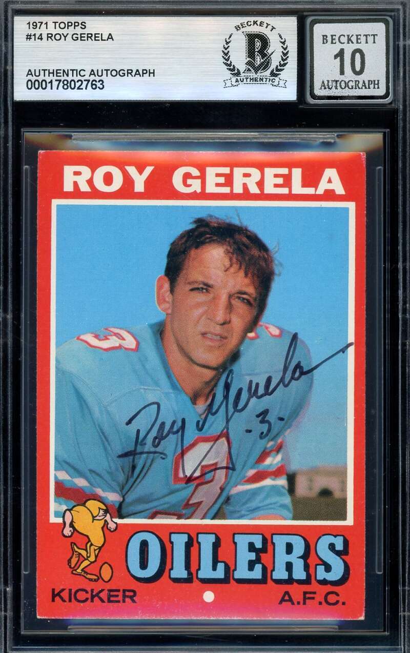 Roy Gerela Gem Mint 10 Beckett BAS Signed 1971 Topps Rookie Autograph