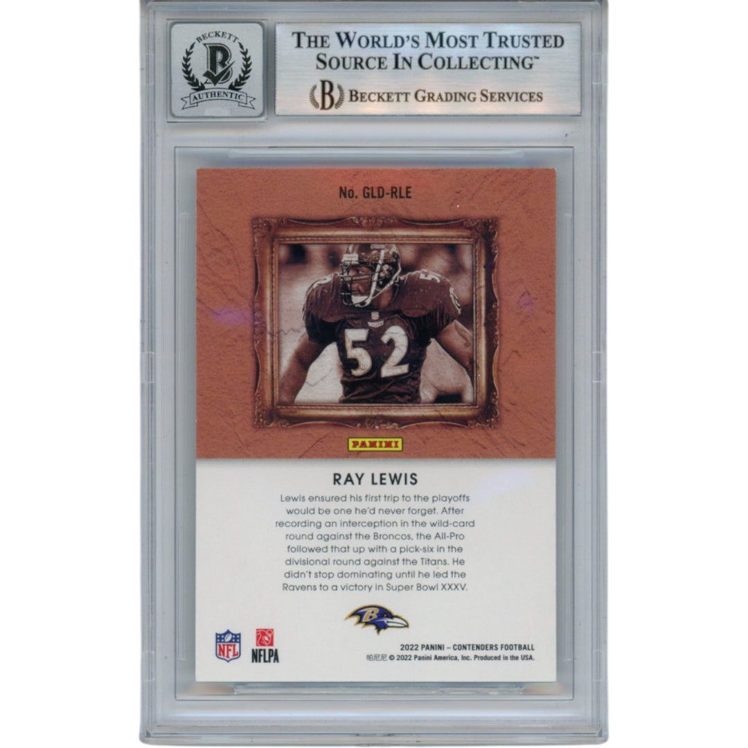 Ray Lewis Autographed 2022 Panini Gladiators #GLD-RLE Trading Card Beckett 52998