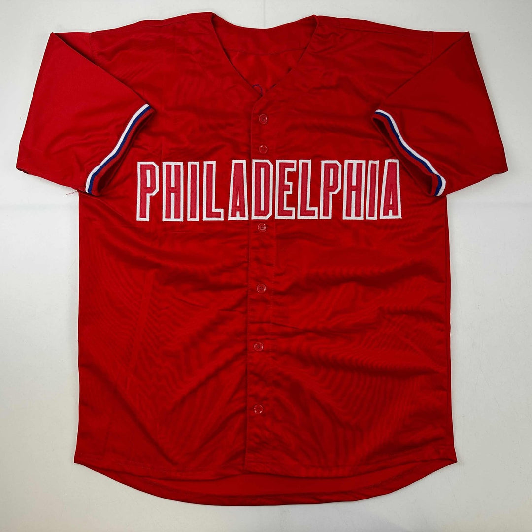 Autographed/Signed Trea Turner Philadelphia Red Jersey Beckett BAS COA