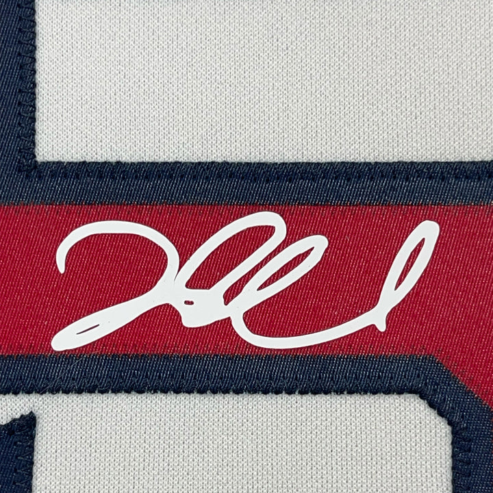 Framed Facsimile Autographed Dustin Pedroia 33x42 Reprint Laser Auto Jersey