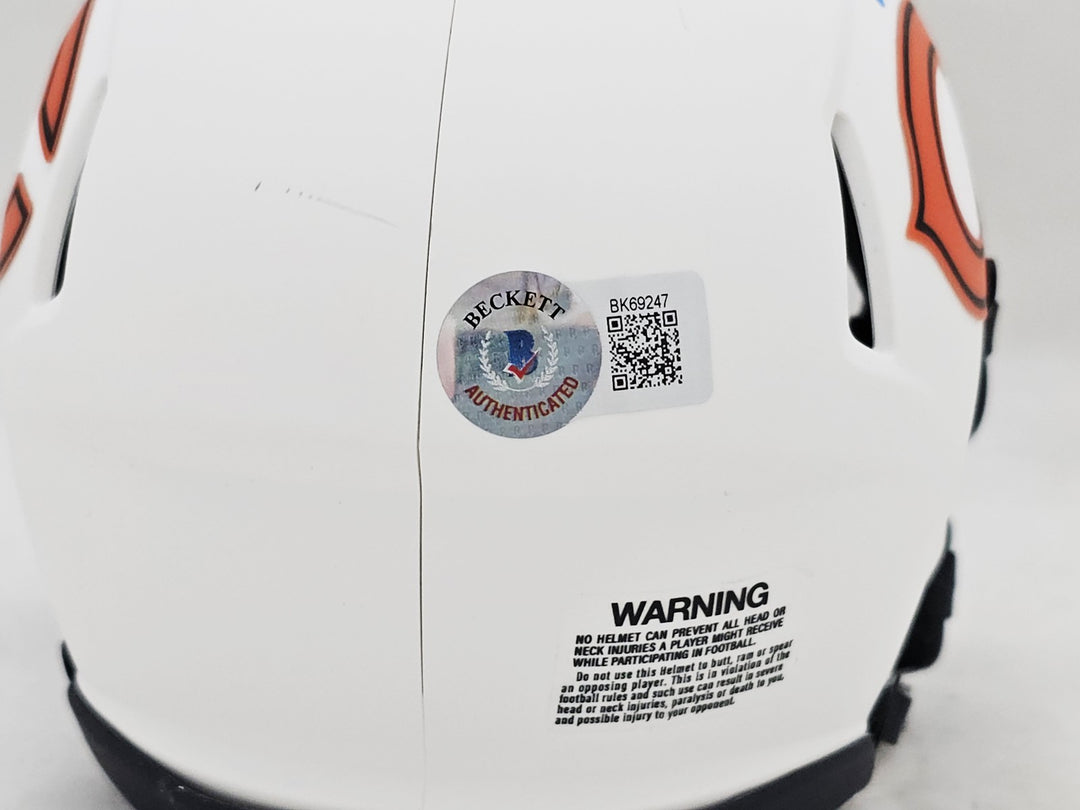 Justin Fields Signed Chicago Bears Lunar Eclipse White Speed Mini Helmet Beckett
