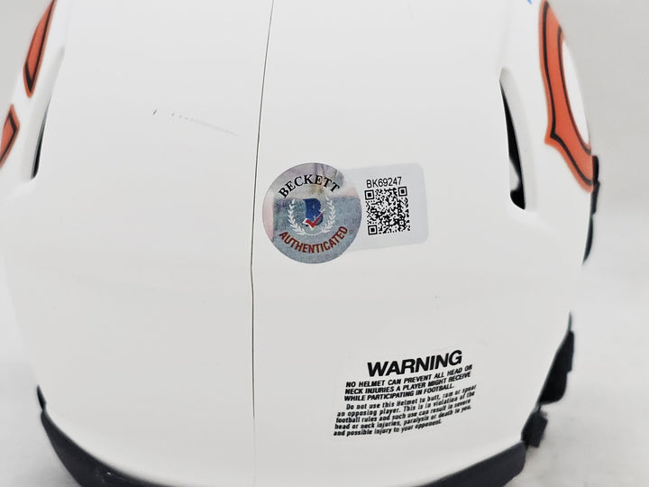 Justin Fields Signed Chicago Bears Lunar Eclipse White Speed Mini Helmet Beckett