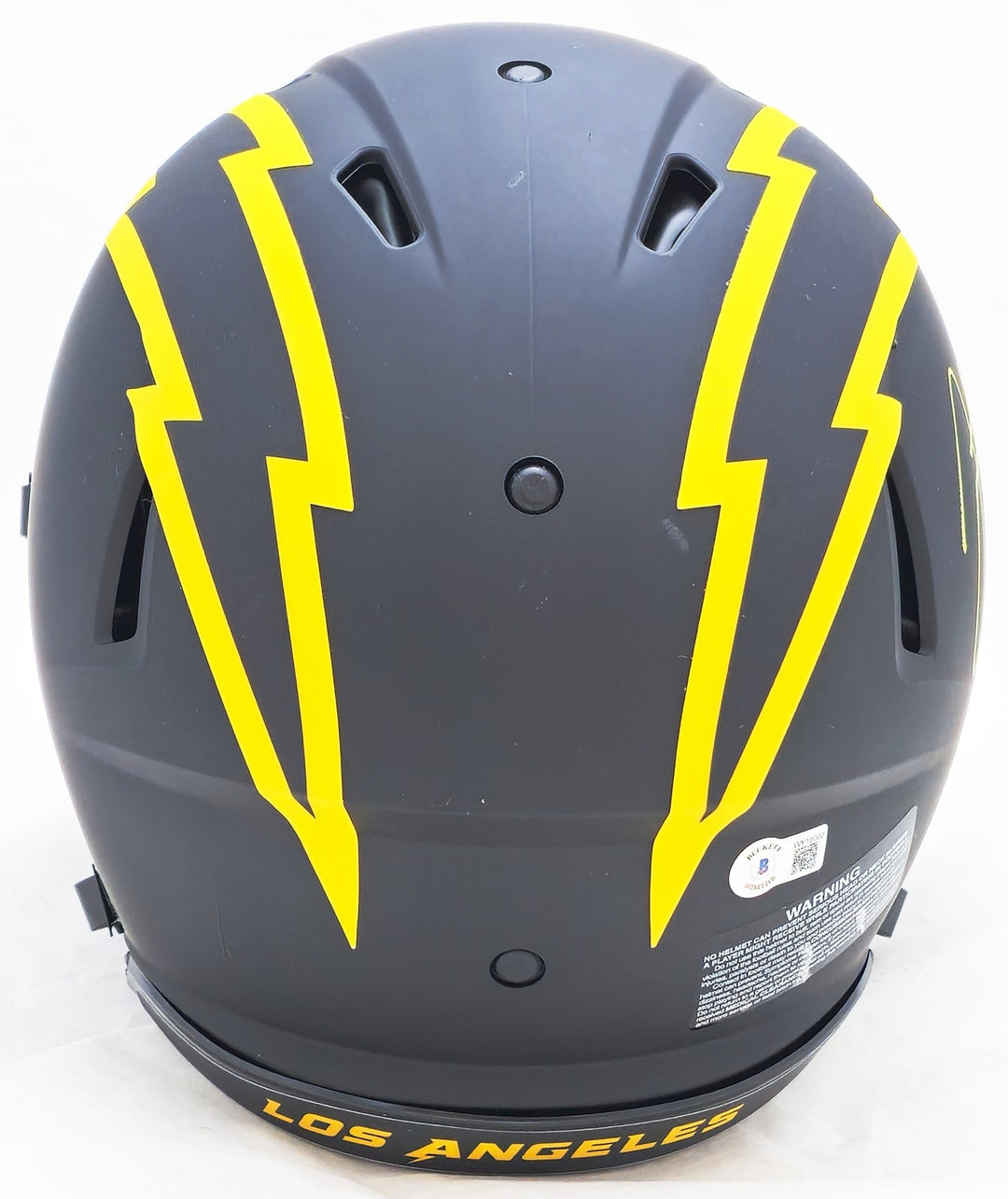 Justin Herbert Auto Chargers Eclipse Black Full Size Auth Speed Helmet ROY BAS