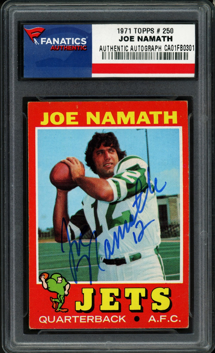 Joe Namath Autographed 1971 Topps Card #250 New York Jets Fanatics #CA01FB0301