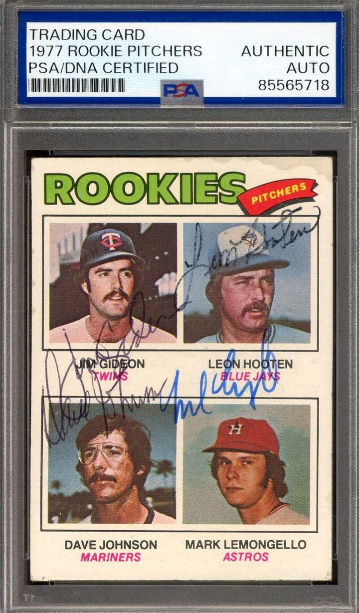 Gideon Hooten Johnson Lemongello PSA DNA Signed by 4 1977 Topps Rookie Autograph