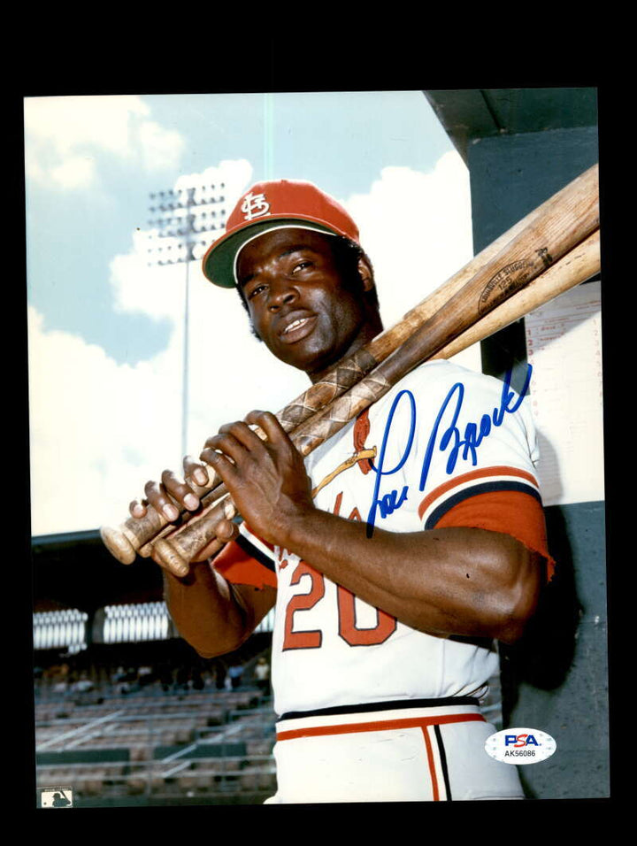 Lou Brock PSA DNA Signed  8x10 Photograph Autograph Cardinals