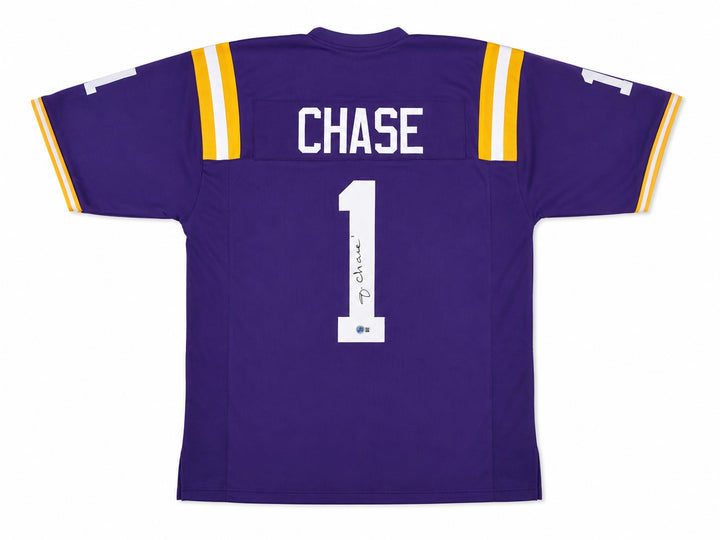 LSU Tigers Ja'Marr Chase Signed Purple Jersey Beckett BAS QR