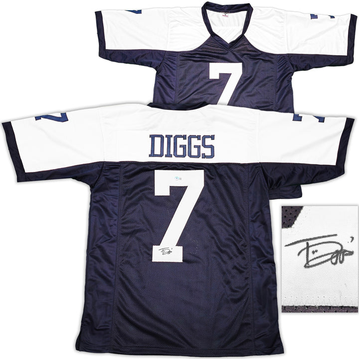 Dallas Cowboys Trevon Diggs Autographed Signed Blue & White Jersey Beckett