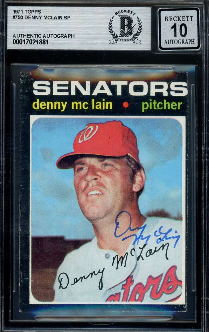 Denny McLain Gem Mint 10 Beckett BAS Signed 1971 Topps Hi Number Autograph