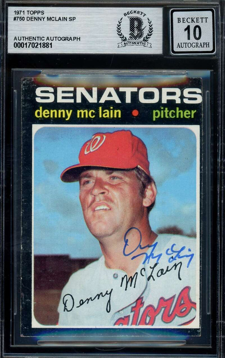 Denny McLain Gem Mint 10 Beckett BAS Signed 1971 Topps Hi Number Autograph