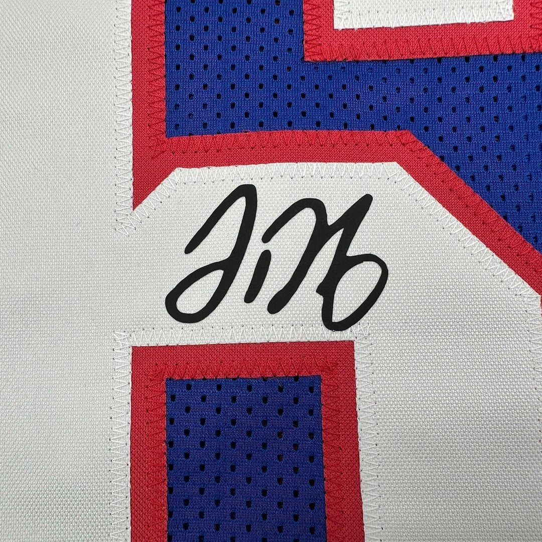 Framed Facsimile Autographed Jalon Daniels 35x39 Blue Reprint Laser Auto Jersey